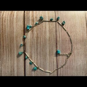 STERLING SILVER NECKLACE DANGLING TURQUOISE